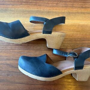 Dansko Black Leather Clogs